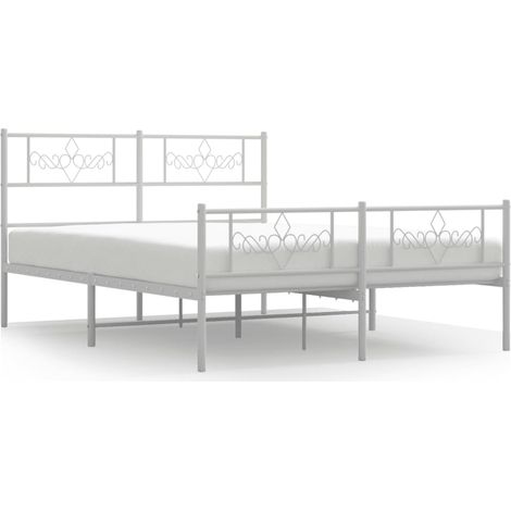 Lit double,Lit adulte,Cadre de lit métal sans matelas et pied de lit blanc 140x200 cm CFW9300251 (1/5)