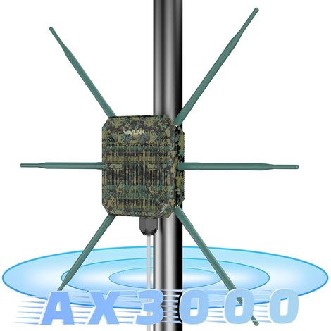 Ripetitore WiFi per esterni WAVLINK AX3000, WiFi 6 Dual Band 5G + 2.4G, Access Point WiFi 6 wireless per esterni, Ripetitore WiFi resistente alle intemperie, Router, PoE attivo 802.3at, 6 antenne da 7