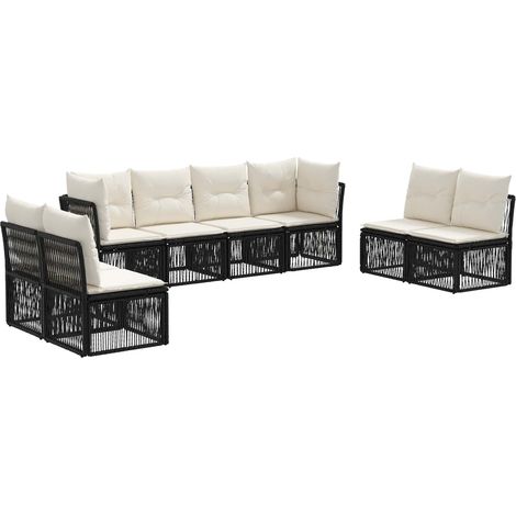 Gartensofa-set 8 pcs Schwarz Poly-Rattan vidaXL