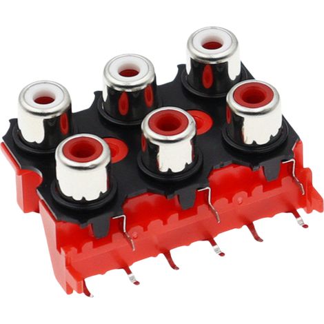 Connecteur d'entrée audio RCA, prise vidéo haut-parleur, prise audio AV rouge et blanche 2/4/6 broches, AV2-8.4-13, fond rouge 6 bits (1/2)