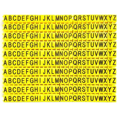 Lot de 260 marqueurs de numérotation de fils jaunes de A à Z, étiquettes à clipser pour câbles de 2,5 mm, en forme de M, pour installations de réseaux électriques à fibre optique (1/5)