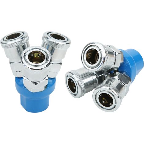 Lot de 2 raccords rapides 3 voies à filetage mâle rond SMY pour tuyau d'air (1/5)