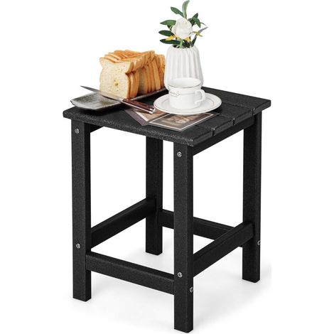 Tavolino da giardino quadrato 36 x 36 x 47 cm resistente ai raggi UV facile da pulire atmosfera accogliente HDPE nero 200013768