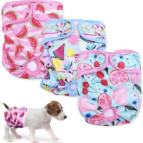 3er Pack Hundewindeln Wiederverwendbare Windelhosen für Hunde Waschbar Super saugfähige Windeln Hygienische Windeltasche Für kleine, mittlere und
