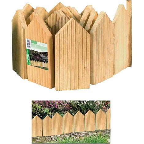 Multipack 2 pz bordo ornamentale per giardino in legno naturale