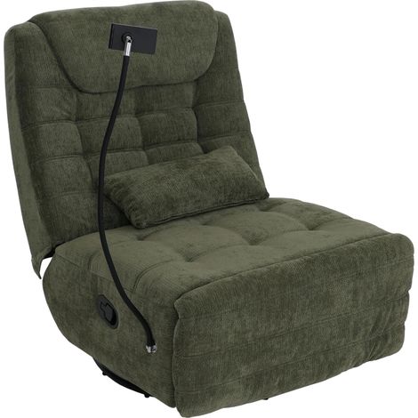 [NEUWERTIG] Relaxsessel HHG-311, TV-Sessel Fernsehsessel, drehbar Kippfunktion Handyhalterung, Stoff Chenille (260g/m²) grün