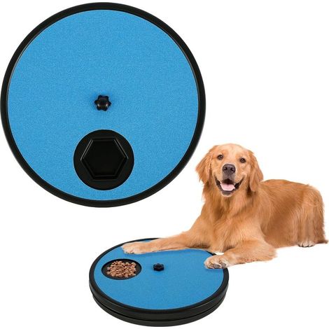Dog Nail Scratch Pad Non-Slip Dog Scratch Board with 6 Snack Compartments Rotating Round Dog Slow Feeder Dog Nail Scratch Board for Dog Pet(blue) (1/5)