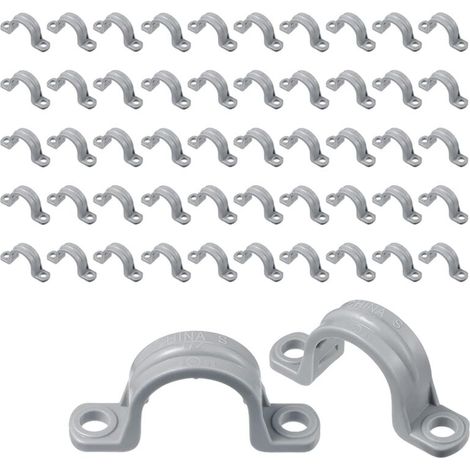 Collier de serrage en U pour tuyau en PVC à double trou (50 pièces, 1/2 pouce)