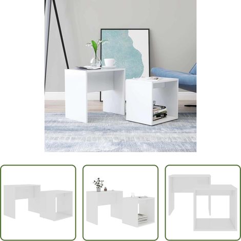 Holz Couchtisch -  Couchtisch-Set Weiß 48x30x45 cm Holzwerkstoff (1/5)