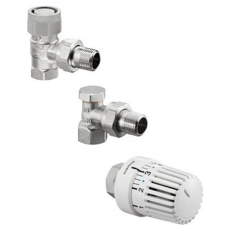 Ensemble de thermostat OV Uni LH à forme d'angle, vanne AQ avec Q-Tech DN 10