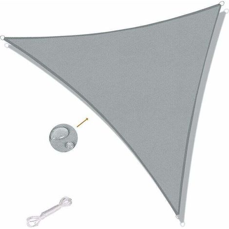 Voile d'ombrage Triangulaire 5x5x5m Imperméable Toile Ombrage UV Protection pour Patio Jardin, Terrasse,Extérieur, Balcon,Gris Anthracite,de DEBUNS (1/5)