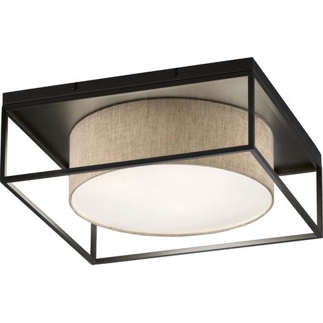 Plafonnier lampe de salon plafonnier 4 lampes métal noir blanc 50x50 cm (1/4)