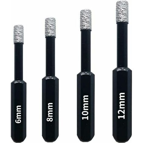 Set mit 4 Diamantbohrern für Fliesen, Keramik, Porzellan, Glas und Stein. Professionelle Diamant-Lochsägen – 6 mm, 8 mm, 10 mm und 12 mm. (1/5)