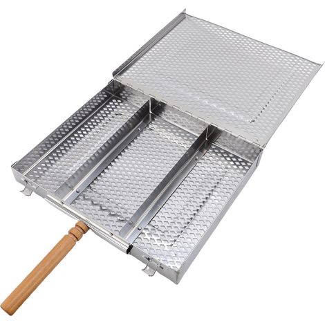 Panier à gril barbecue acier inox transportable plein air camping séparateurs amovibles poisson viande légumes poignée unique (1/5)