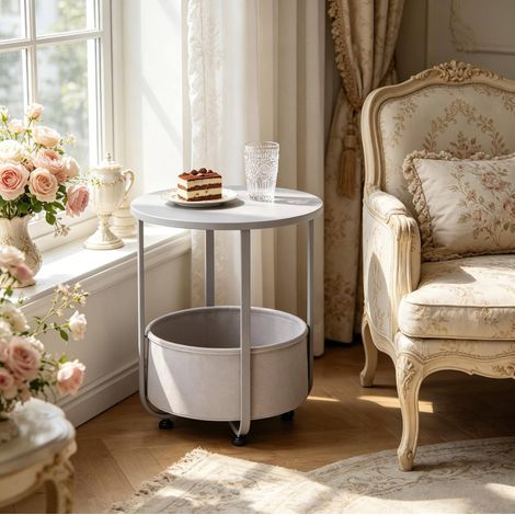 tavolo soggiorno 45x50 con cestino rotondo grigio HAVRYA (1/4)