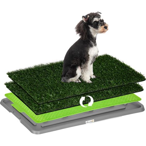 Toilette pour chien litière avec tapis en gazon artificiel bac pour l'apprentissage de la propreté, 67 x 41 cm