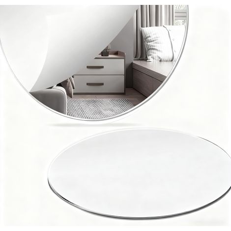 Lot de 2 plateaux ronds en verre miroir de 25 cm de diamètre pour décoration de table, bricolage, mariage, fête, décoration murale (1/5)