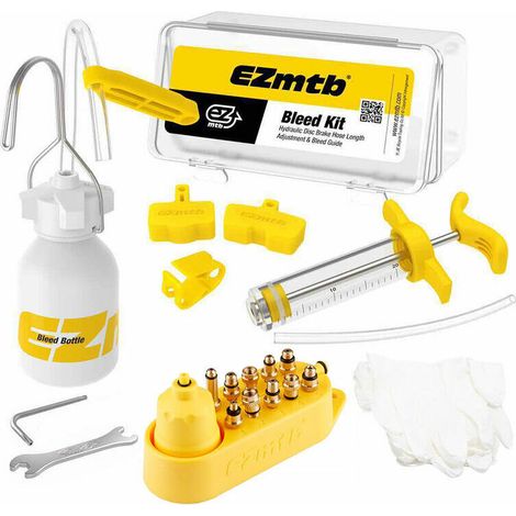 FlkwoH Bike Hydraulic Disc Brake Bleed Tool Bleeder Kit MTB Road Bike Brake Bleeding Kit Bike Mineral Oil Fluid Set Metal Adapter (1/5)