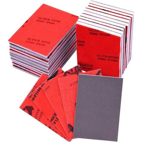 Lot de 18 éponges abrasives réutilisables avec grain varié (400) – tampons de ponçage flexibles pour ponçage à sec ou humide, idéal pour bois, métal, peinture et nettoyage