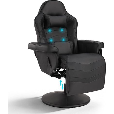 Fauteuil de massage ergonomique pivotant 360° et inclinable 150° noir (1/5)