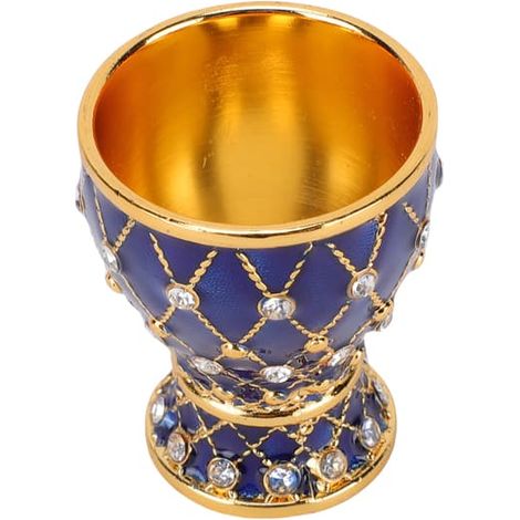 Gobelet rétro vintage, coupe à vin en métal gaufré, or et bleu foncé, verre à cocktail pour bar ou fête, décoration intérieure, lot de 1 pièce (1/5)