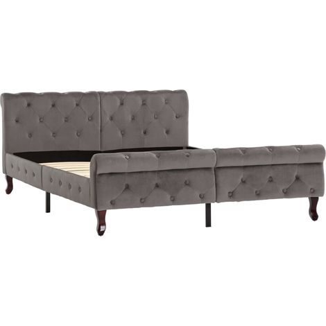Maison Exclusive - Bettgestell Grau Samt 140 x 200 cm