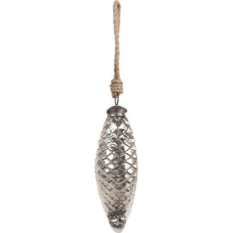 Boule de Noël en Verre Suspension Décorative pour Sapin de Noël Argentée 6 x 16 cm - PANGIVO