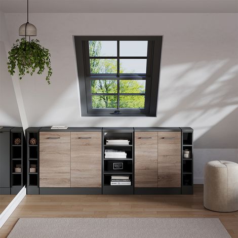Conjunto de armarios para techo inclinado Rion, Sonoma, 210 cm Lote de 5 carcasas de armario 60 cm de profundidad, Vicco (1/5)