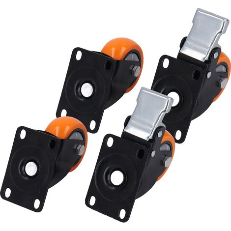 4 Schwerlast-Lenkrollen mit PVC-Deckplatte und 2 Kugellagern, Tragfähigkeit 363 kg (800 lb), Durchmesser 7,6 cm (3 in). (1/5)