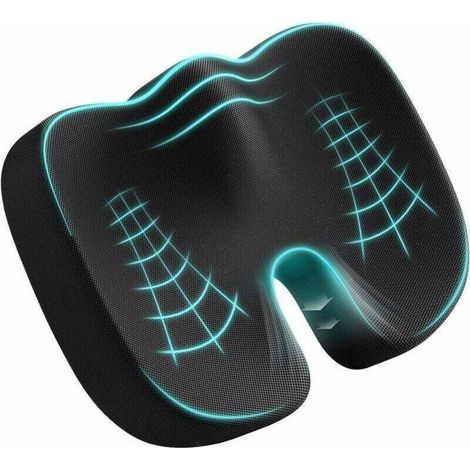 BelleRise - Coussin Coccyx Coussin de Siège en Mousse à Mémoire Coussin Ergonomique pour Bureau Voiture Fauteuil Roulant (1/4)
