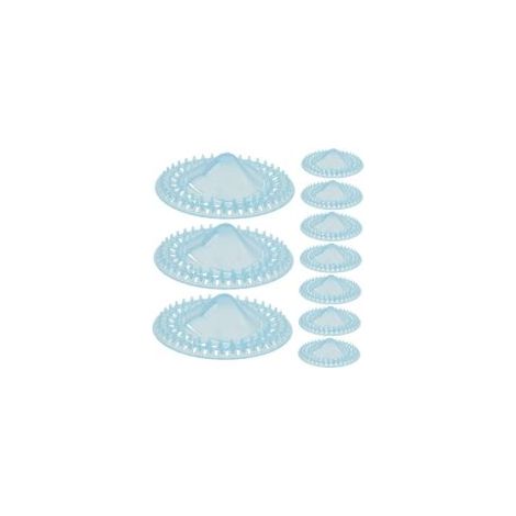 50 grilles de siphon de sol jetables avec bouchons filtrants et récupérateurs de cheveux pour salle de bain et cuisine, design minimaliste et élégant - Crezuo (1/4)