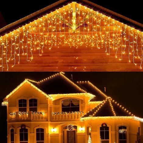 Guirlande lumineuse de 300 LED (3 x 3 m) alimentée par secteur (blanc chaud), idéale pour la décoration, Noël, les fêtes de fin d'année, prise européenne. (1/5)