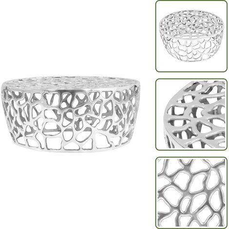 Couchtisch Aluminiumguss 70x30 cm Silbern - Couchtisch - Alu Couchtisch - Silberner Couchtisch - Hohldesign Couchtisch - Wohnzimmerstil (1/5)