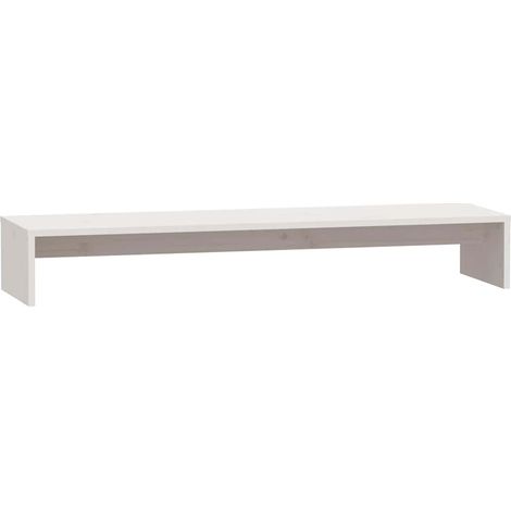 vidaXL Soporte de monitor madera maciza de pino blanco 100x27x15 cm (1/2)