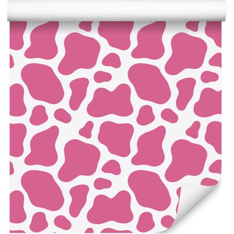 Papier peint Cow Patches, rose poudré, formes douces, 50 x 1000 cm (1/5)