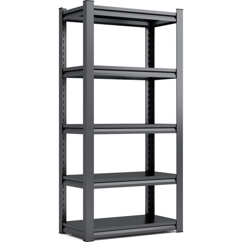 Estantería metálica 5 niveles 650 kg, acero, regulable, 160 x 80 x 40 cm, negra (1/5)