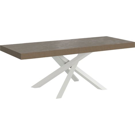 Tavolo allungabile 200/460x90 cm Volantis Premium tortora gambe bianche (1/5)