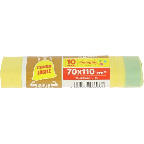 MAURY'S SACCHETTI PATTUMIERA VANIGLIA 70X110 DA 10PZ CON CHIUDI FACILE