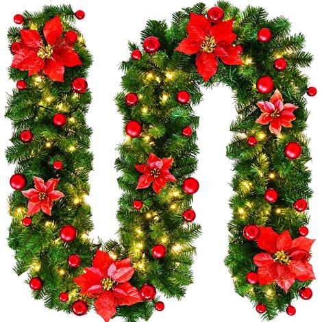 Guirlande de Noël de 1,5 m avec Illumination LED, Liane Artificielle Verdoyante Lumineuse, Décor pour Rampe d'Escalier, Cheminée et Porte, Fête Hivernale (1/5)