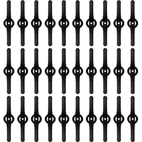 Lot de 30 Lames Coupe, Bordures Rechange Plastique Durable, Pour Tondeuse et Débroussailleuse(Noir) (1/5)