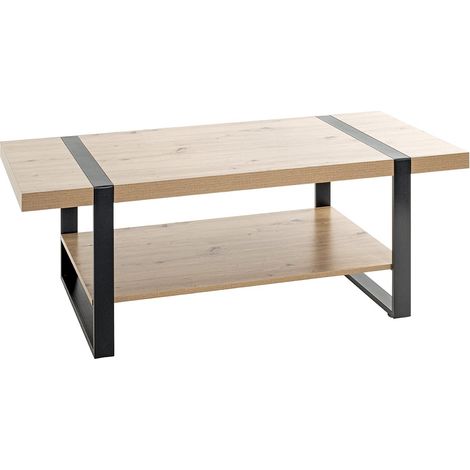 Table Basse chêne Clair, Noir, Métal, Panneaux de Particules alvéolaires - Dim.: L 120 x H 45 x P 60 cm, Style: Moderne (1/5)