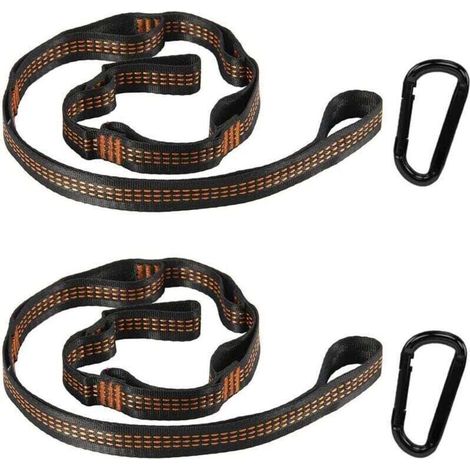 2 PCS Sangle Hamac Sangle Balancoire Arbres Fixation Hamac pour , XU,Balançoire Hamac Camping ou Siège Suspendu (3M avec 2 Mousquetons) - KZQ (1/4)