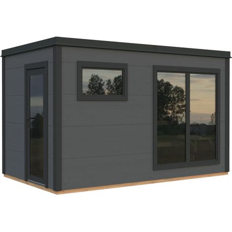 Abri de jardin en bois Grace Sauna 8,2 m2 Peint gris foncé + anthracite (1/5)