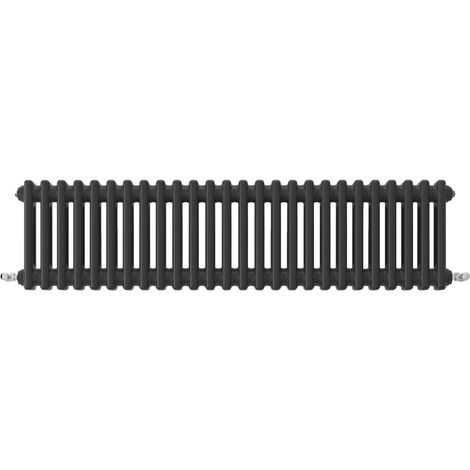 Acezanble Horizontal Traditional Cast Iron Style Radiator 300x1190mm 3 Column Black