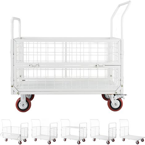 Mophorn Carretilla de plataforma con jaula, capacidad de 900 kg, diseño 6 en 1, plegable, con ruedas giratorias, duradera y versátil, ideal para lavandería y supermercados, 114,7 x 67,6 x 107,6 cm (1/5)