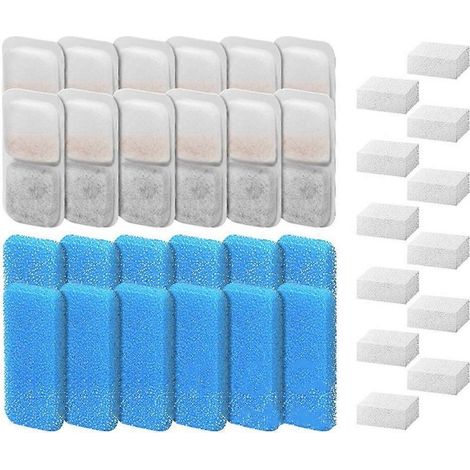 Filtres de rechange pour fontaine à eau pour chats, lot de 12 pièces avec filtres et éponges, compatibles avec fontaines à eau pour animaux domestiques (1/5)