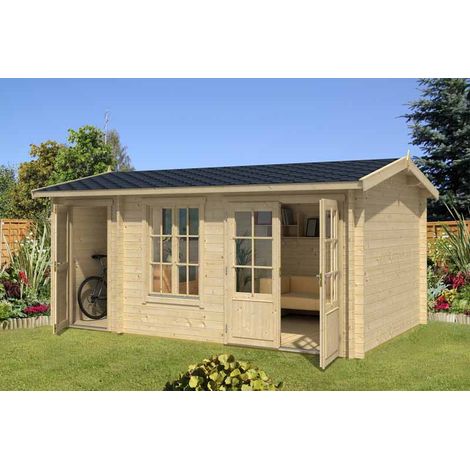 Wrexham 2-Log Cabin, Wooden Garden Room, Timber Summerhouse, Home Office - L525 x W350.8 x H250.8 cm