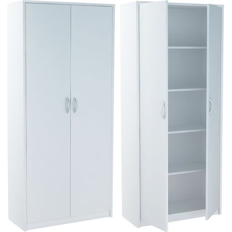 Armoire de bureau blanche 5 étagères – Panneau stratifié 16mm – Dimensions 74 x 35 x 180 cm – Charnières métalliques robustes (1/5)