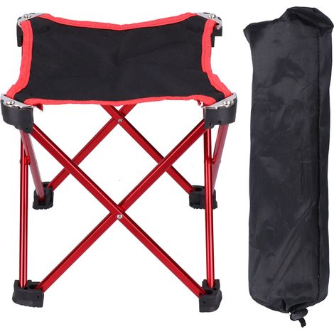 Tabouret Pliant - Alliage D'aluminium - Tissu Oxford Imperméable - Pour Jardin Camping Pêche Randonnée - Rouge - 1 Pièce (1/5)