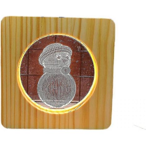 Veilleuse LED en forme de bonhomme de neige, en bois massif, à économie d'énergie, avec interrupteur à bouton-poussoir et lumière douce et chaude. Cadeau original pour les amis, décoration de chambre (1/4)
